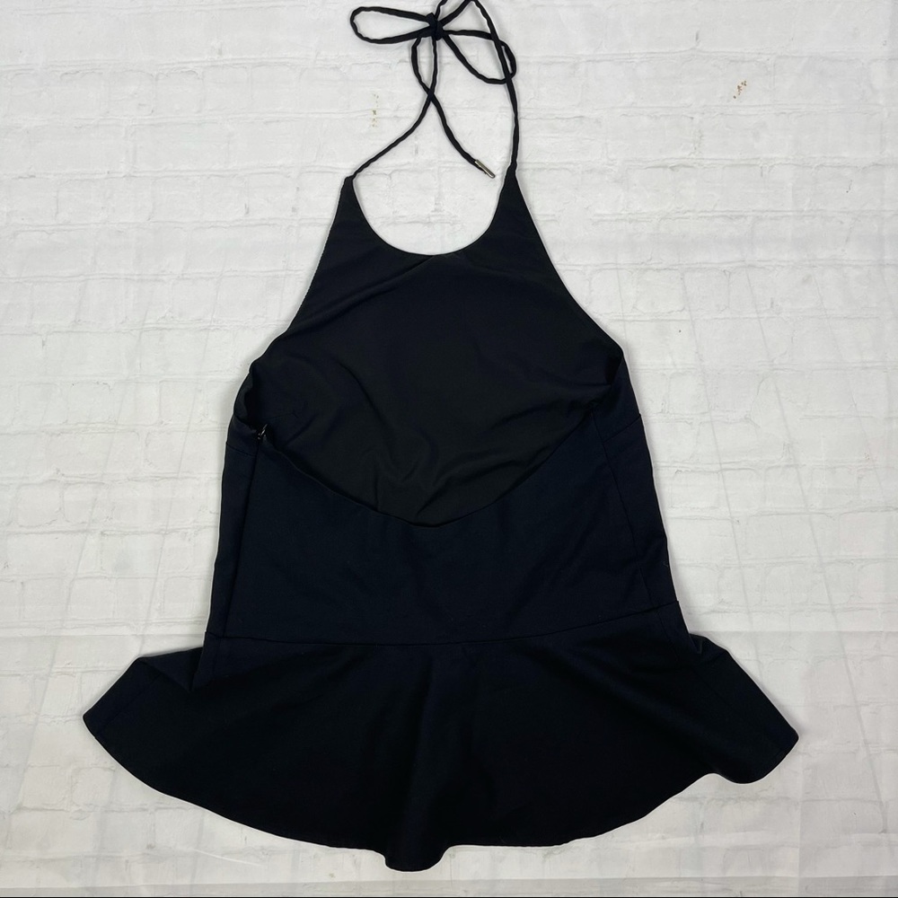 TOBI black backless peplum halter top